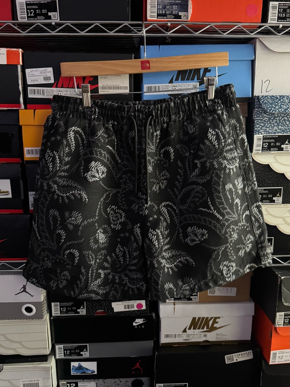 Black Floral Jacquard men’s shorts
